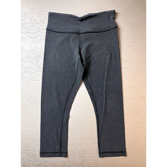 Lululemon Cotton Wunder Under Crop Leggings 19" Dark Gray Size 4 - Picture 1 of 5